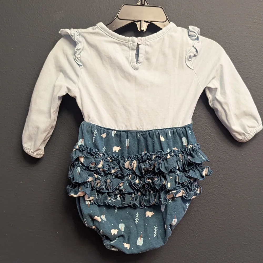 Ruffle Butts Blue Polar Bear Baby Romper - Picture 5 of 5